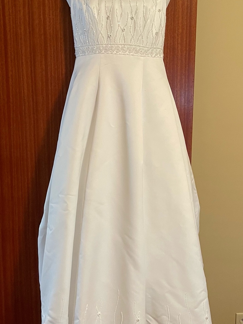White Beaded Bodice A-Line Wedding Dress